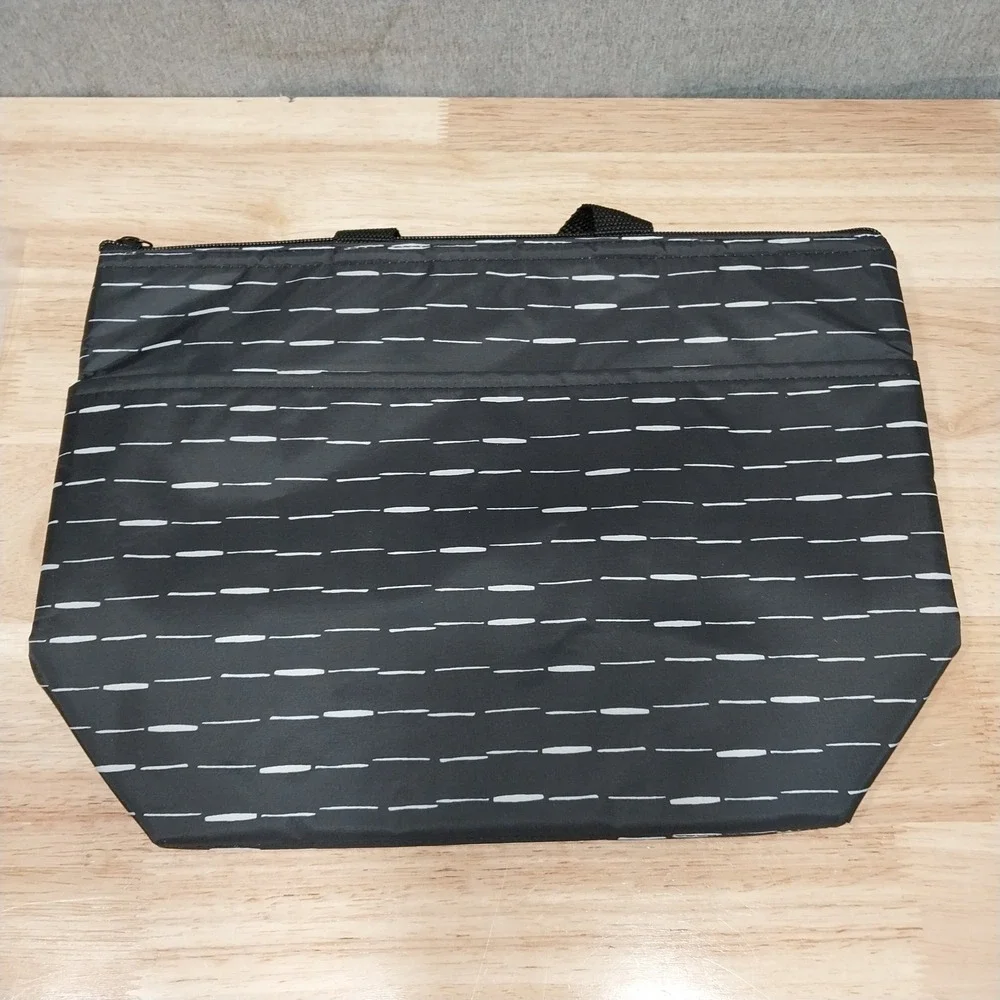 Thirty-One Thermal Tote Bag Insulated Dash Pattern Small Black